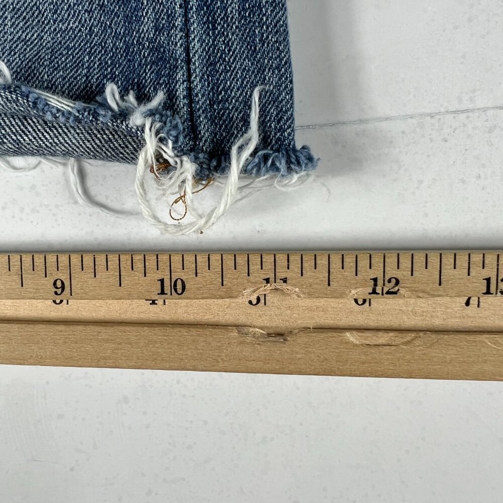 Levi's Jean Short Women 28 501 High Rise Blue Whisker Cut Off Cotton Denim Jorts - Picture 12 of 16